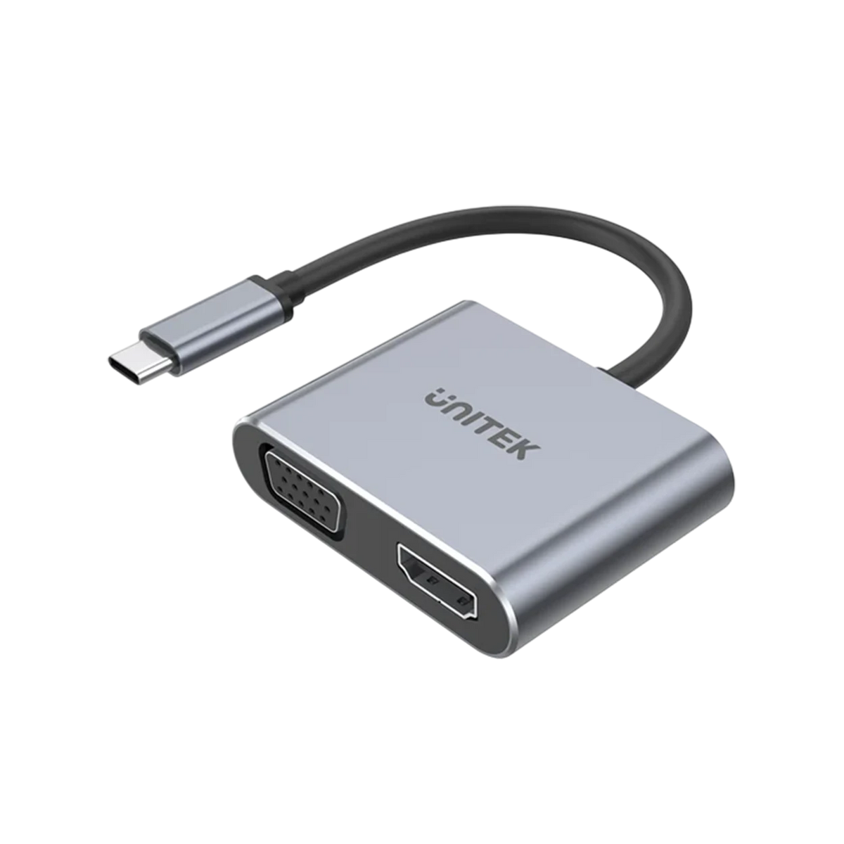 Unitek USB-C to 4K HDMI & Full HD VGA Adapter V1126A - Dual Display Support - High Resolution - Wide Compatibility - Practical and Portable Design - Space Gray