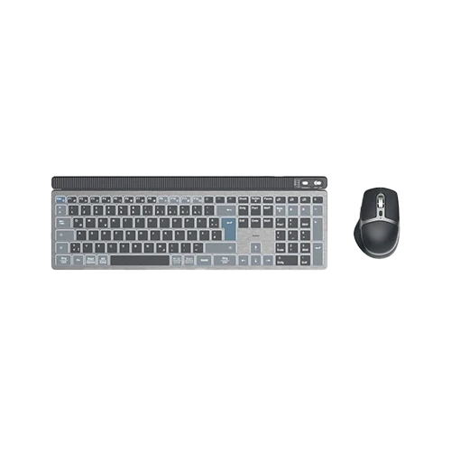 Hama WKM-750 Multi-Device Keyboard and Mouse Set Gulf D3173069 - 100% Full-Size - Scissor Switch - Wireless Connectivity - Dimmable LED Backlight - Black