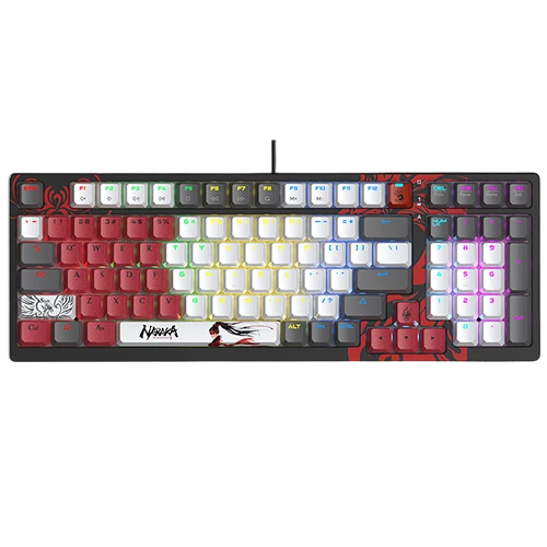 Bloody S98 Naraka Mechanical Gaming Keyboard - 98% - BLMS Red Plus - Wired - Hot-Swappable - White / Red