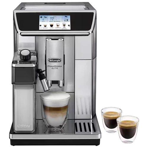Delonghi PrimaDonna Elite Coffee Machine ECAM 656.75.MS - Fully Automatic - 1450 W - Large 2 L Water Tank - LatteCrema Hot Technology - App Connectivity - Silver