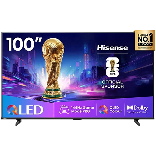 Hisense QLED Smart Television 100Q7Q - 100 Inch - Powered by VIDAA - Quantum Dot QLED - 144Hz Game Mode Pro - Dolby Vision & Dolby Atmos - Smooth Motion Technology - Black