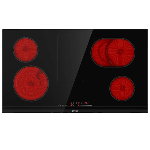 Gorenje Built in Glass Ceramic Hob 90 cm ECS959BCSC - SliderTouch Control - FishZone & StayWarm - 5 HiLight Cooking Zones - Black