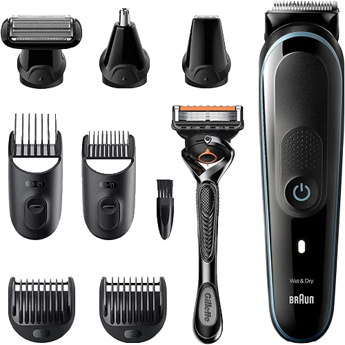 Braun 9-in-1 Trimmer 5 Series MGK5380 - Trims, Styles, and Manscapes Face, Hair, and Body with Lifetime Sharp Metal Blades - Black