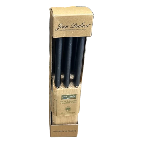 Jean Dubost 6 Steak Knife 1.2 mm Line Plant Based Blomaterial Handle Black in Angle Block - Printed Kraft Box - Black