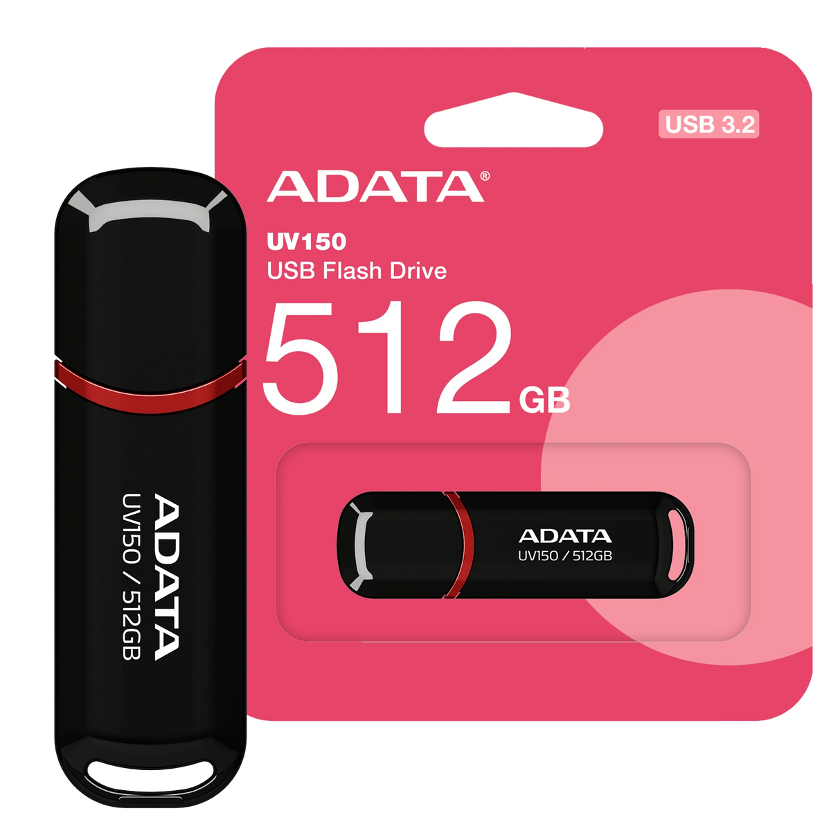 Adata UV150 USB Flash Drive - USB 3.2 Gen1 - Up to 100 MB/s - Black