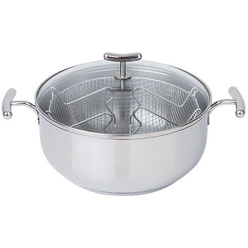 Silampos Yumi Chip Pan with Basket and Side Handles - Silver