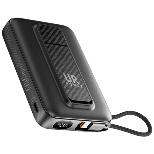UR Power Mini MagSafe Power Bank TP03251 - 10,000 mAh Capacity - 22.5W Fast Charging - Built-in Type-C Cable - Digital Display - Black