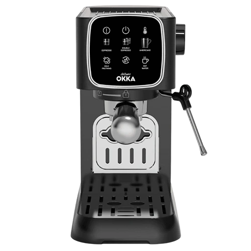 Arzum Okka Espresso Solo OK0034 Semi Automatic Coffee Machine - 15 Bar Pressure Pump - Built-In Milk Nozzle - Chrome