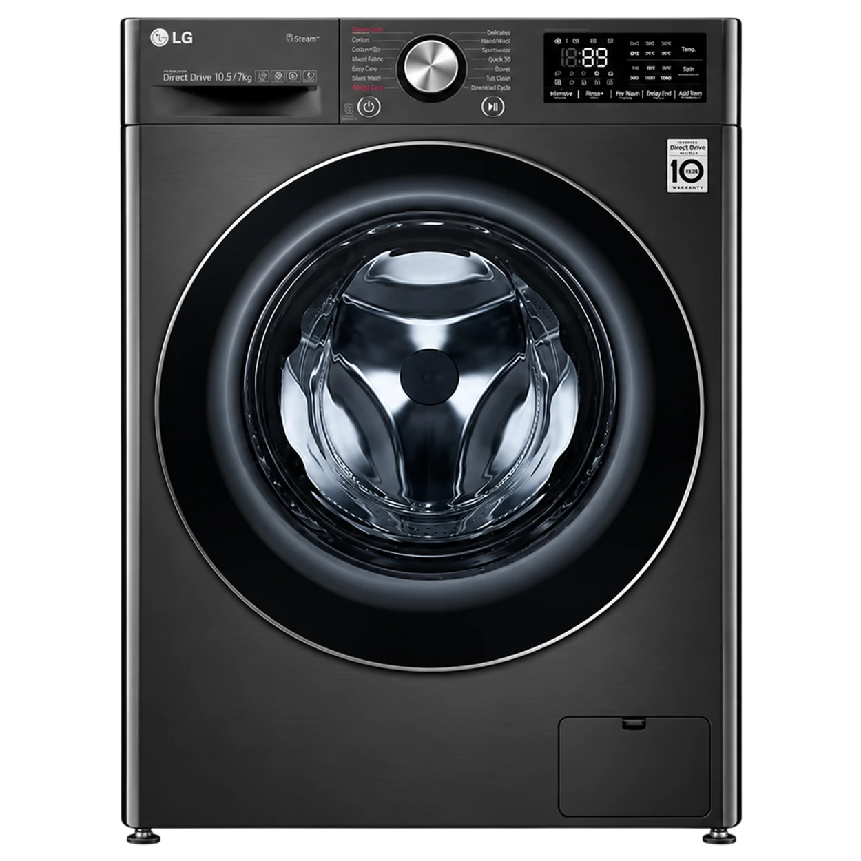LG Front Load Washer and Dryer WDV9142BRP - 10.5/7 Kg Capacity - 1400 RPM Spin Speed - AI DD Intelligent Fabric Care - TurboWash 360˚ - Steam+ Technology - ThinQ Smart Appliance - Black Steel