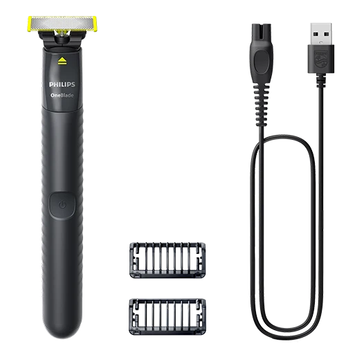 Philips OneBlade Face QP1424/10 - Trims, Edges, and Shaves Any Length of Hair with Dual Sided Blade - Charcoal Gray