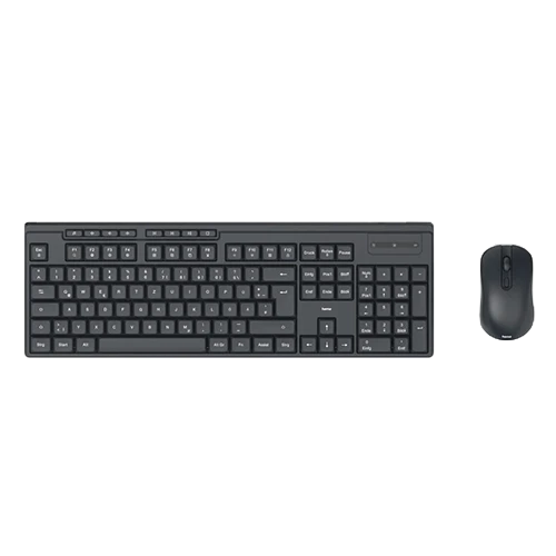 Hama WKM-200 Keyboard and Mouse Set - 100% Full-Size Arabic Layout - Rubber Dome - 2.4 GHz Wireless - 8 Dedicated Media Keys - Black