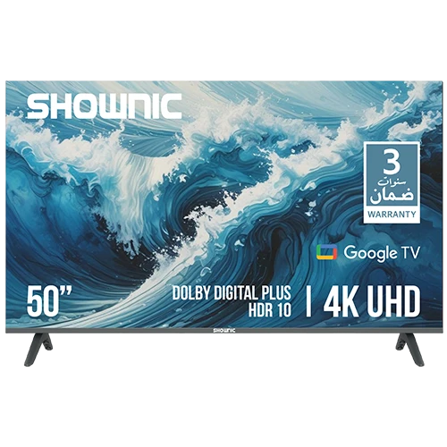 Shownic Smart Television TS-50AUHGD - 50 Inch 4K UHD Display - Google TV OS - HDR10 Technology - Dolby Digital Plus and Surround Sound - Google Assistant - Black