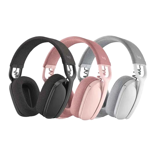 Logitech Zone Vibe 100 Wireless Over Ear Headphones - Bluetooth 5.2 - 20 Hour Battery Life - Immersive 40mm Drivers - Noise-Canceling Flip-to-Mute Mic