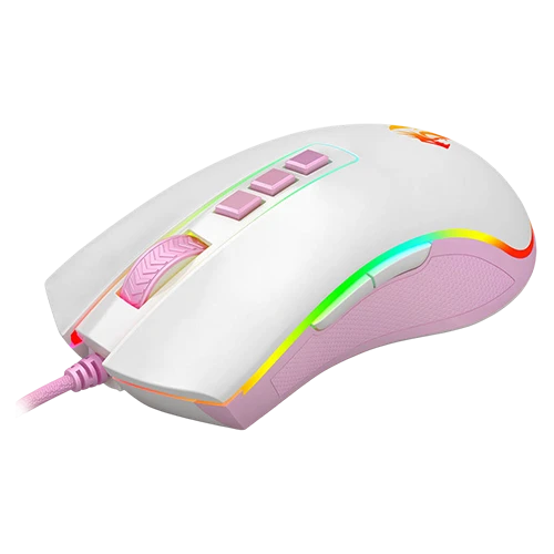 Redragon Cobra Lollipop M711 Gaming Mouse - 10,000 DPI - Wired - RGB Backlit - White/Pink