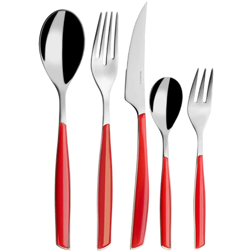 Bugatti Cutleries Glamour 99-EMGL3U021S30 - Set of 30 Pieces - Gallery Box Presentation - 18/10 Stainless Steel - Red