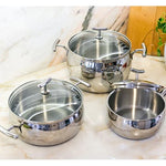 Silampos Yumi Glass Stainless Steel Casserole Top Class 24 cm 4.6 L - Silver