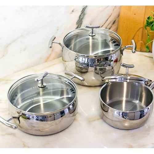 Silampos Yumi Glass Stainless Steel Casserole Top Class 24 cm 4.6 L - Silver