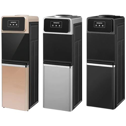 Shownic Luxury Water Dispenser WD-R3GDB - Built in Bottom Refrigerator - 3 Water Outlets - High Efficiency DANFU Compressor - Stainless Steel Tanks - LED Indicator Lights - Child Safety Lock