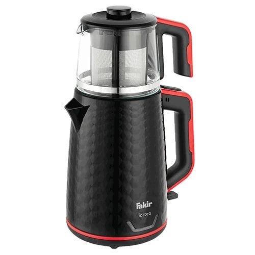 Fakir Tastea Tea Maker - 1800W Power - 2.0L Kettle & 1.0L Glass Teapot - Keep-Warm Function - Stainless Steel Filter - Black/Red