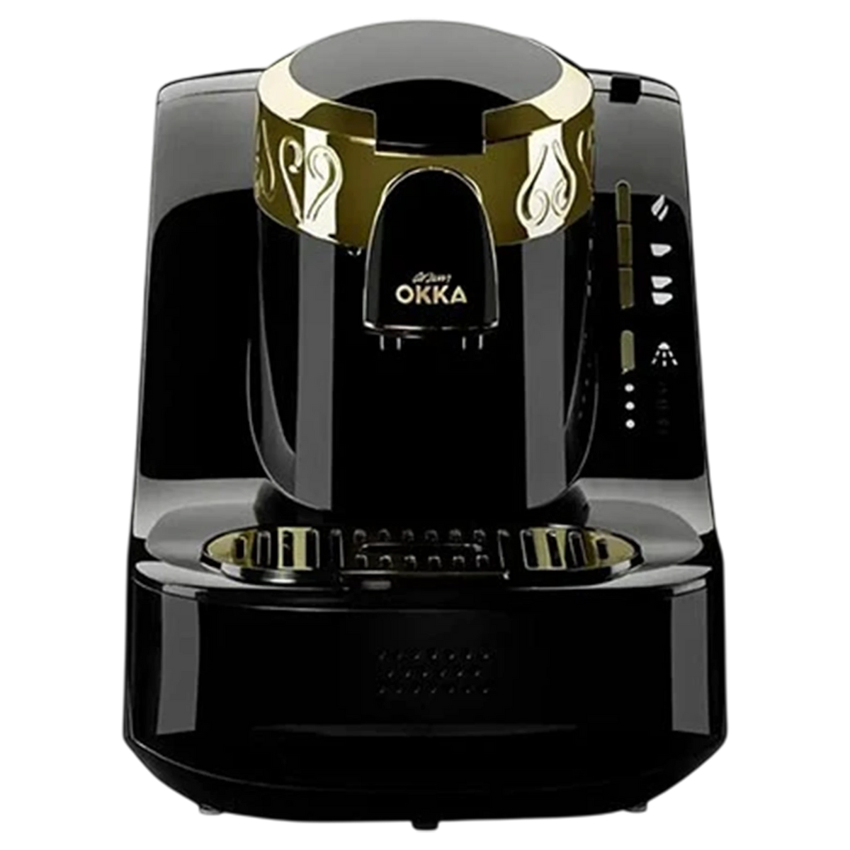 Arzum Okka Coffee Machine OK008B -Auto Brewing Altitude Detection - 0.95 Liter - Self-Cleaning Function - Sound & Light Alerts - Black/Gold