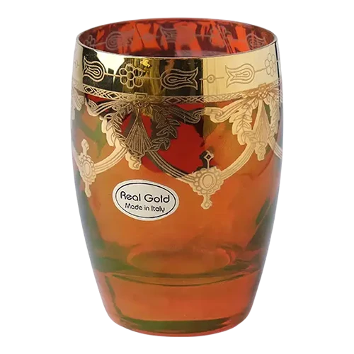 Art Décor Glass A1266 Set of 6 DOF Canaletto Glasses - Amalfi Ruby Oro Design - Red