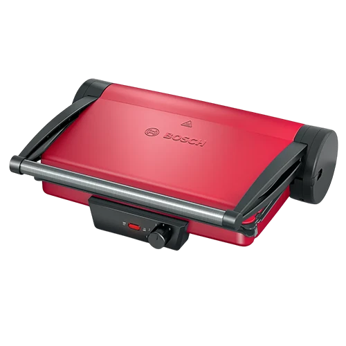 Bosch 3-in-1 Contact Grill TCG4104 - 2000W - 5-Level Thermostat Control - Non-Stick Dishwasher-Safe Plates - Red