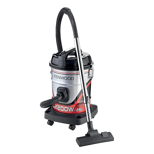 Kenwood VDM60.000BR Drum Vacuum Cleaner - 2200W - Strong Suction - 25L Large Capacity - Wet and Dry Cleaning Technology - Washable Filtration System - Black / Red