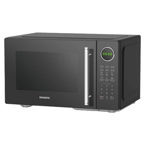 Shownic Solo Microwave Oven OM-FSD128NB - 25L Total Capacity - 900W Cooking Power - Digital Control and Green LED Display - 11 Power Levels - 6 Auto Cook Menus - Black