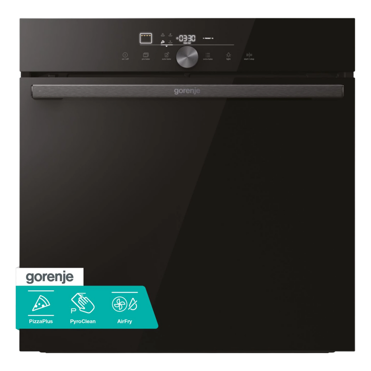 Gorenje Built-in Oven 60cm BO3PYEI01-6 GO66E PIZZA350C - 77L Effective Capacity - Mechanical Control - 11 Cooking Programs - Black