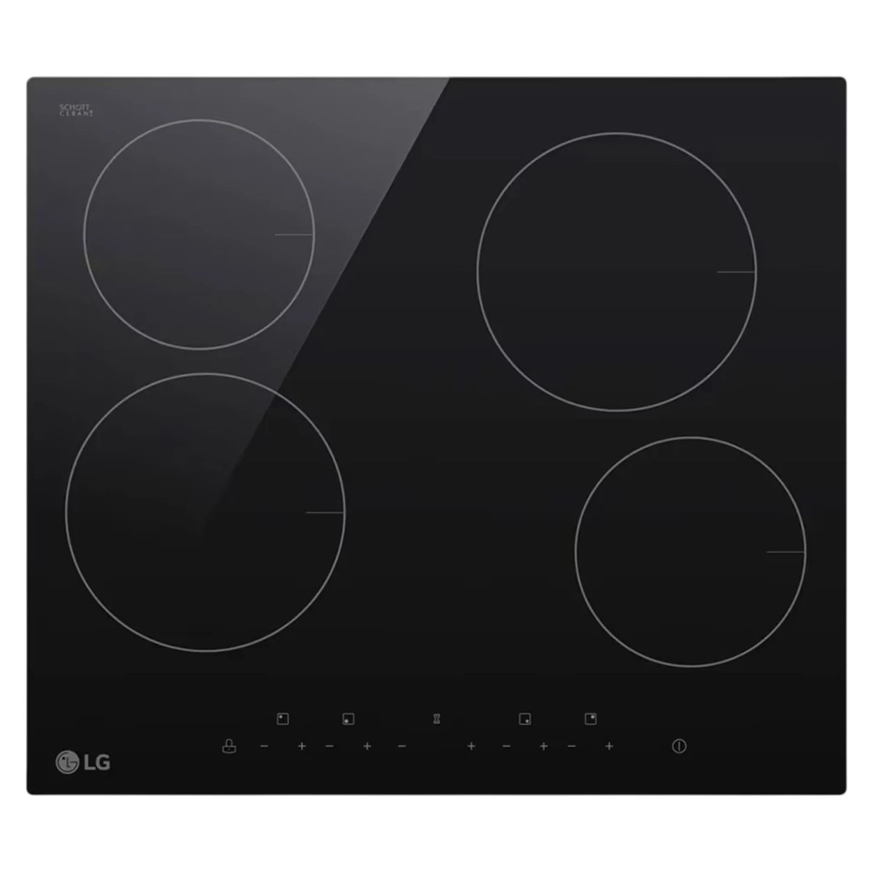 LG Built-In 60 Cm Electric Hob CBEZ2414B - 4 Independent Cooking Zones - Schott Ceramic Glass - Individual Burner Timers - Multi Touch Controls - Black