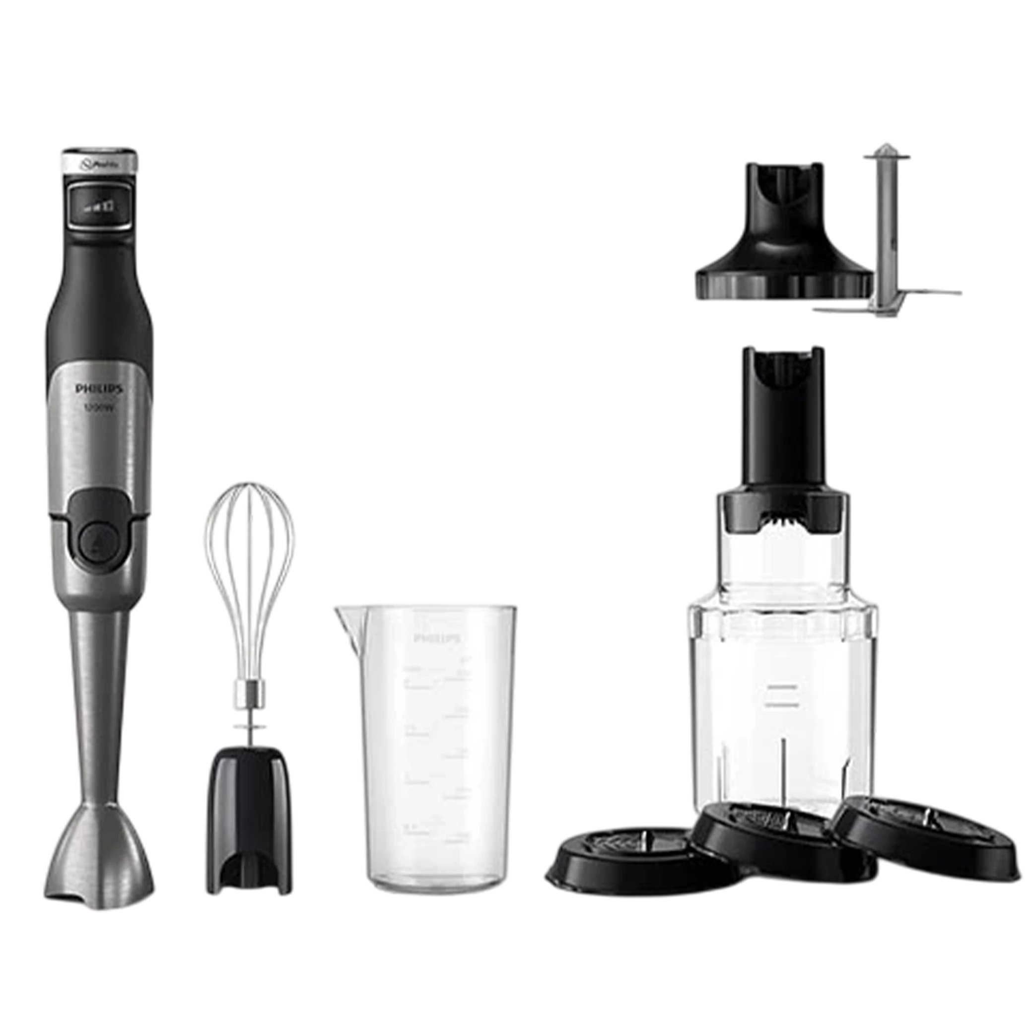 Philips Hand Blender HR2684 1200 W - ProMix Technology - Anti-Splash Blade Guard - XL Chopper Attachment - Silver & Black