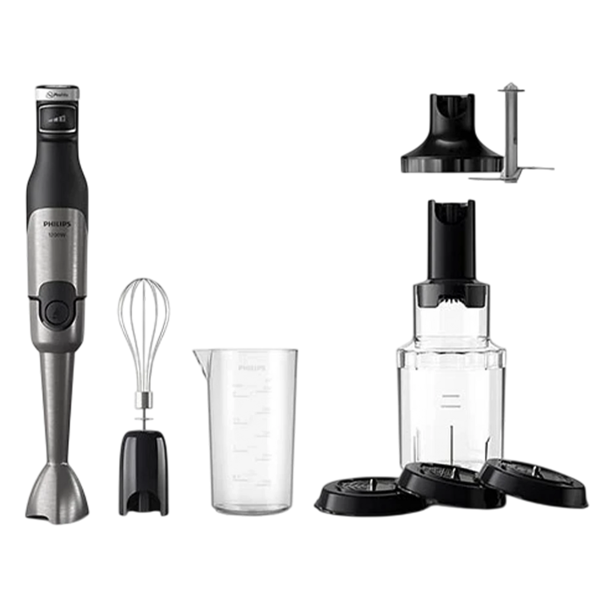 Philips Hand Blender HR2684 1200 W - ProMix Technology - Anti-Splash Blade Guard - XL Chopper Attachment - Silver & Black