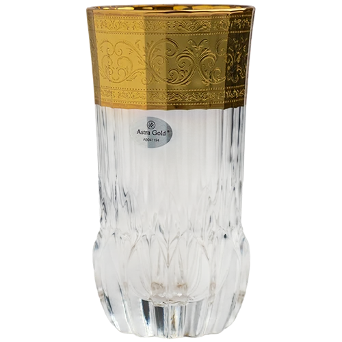 Astra Gold Crysta Adagio Water Tumblers 0.4 L 6 Pieces Allegro Golden Embossed Decor