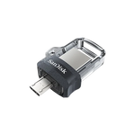 SanDisk Ultra Dual Drive m3.0 Flash Drive - USB 3.0 & Micro-USB - Up to 150MB/s - Black / Gray