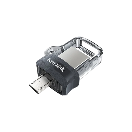 SanDisk Ultra Dual Drive m3.0 Flash Drive - USB 3.0 & Micro-USB - Up to 150MB/s - Black / Gray