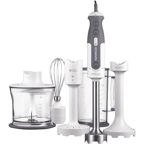 Kenwood Hand Blender Triblade System HDP406WH - Powerful 800 W Motor - Variable Speed and Turbo-  500ml Chopper - Gray / White