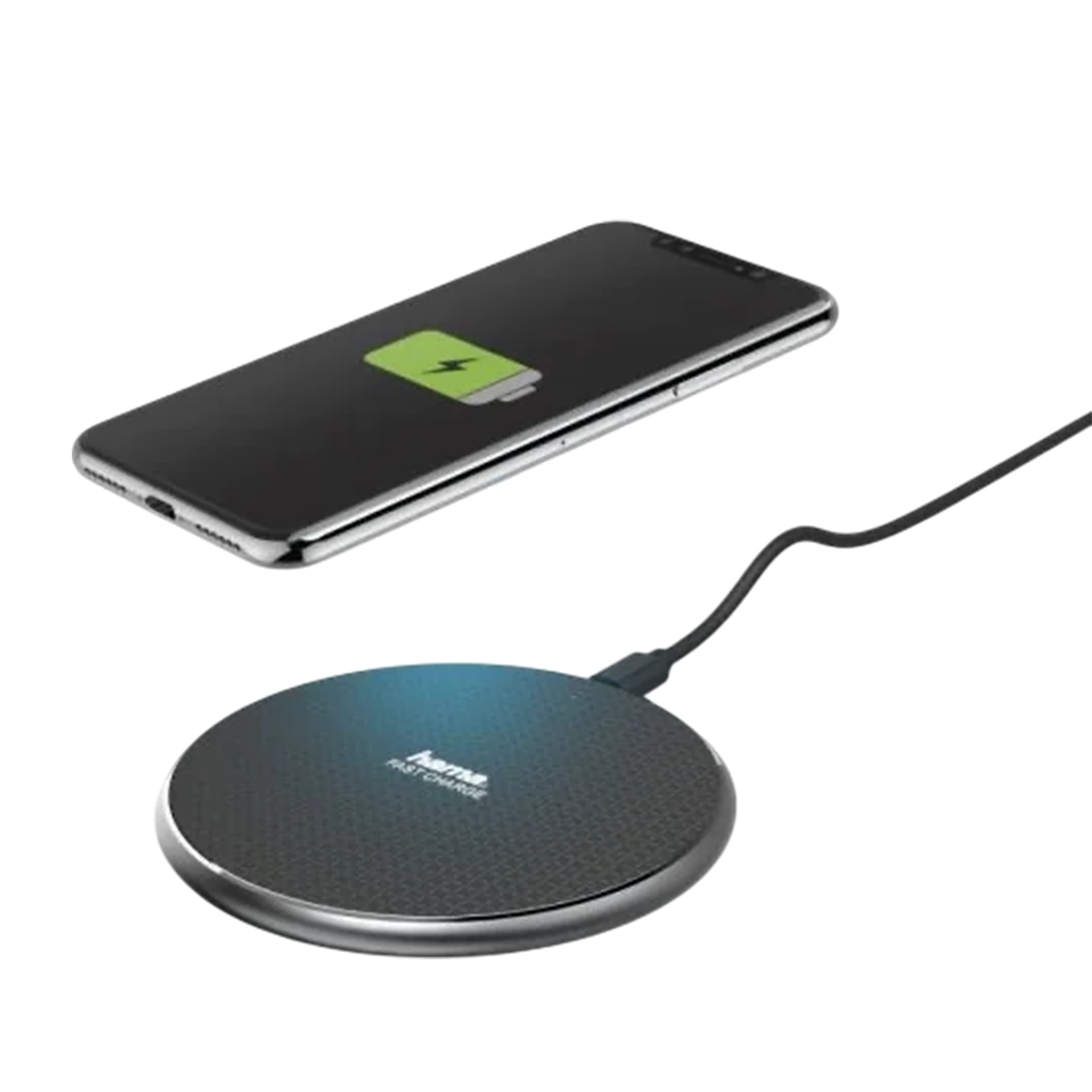 Hama QI-FC10 Wireless Charger 188318 - 10W - Ergonomic Stand -Anti-Slip Base - USB-C Connection - Smart Protection System - Black
