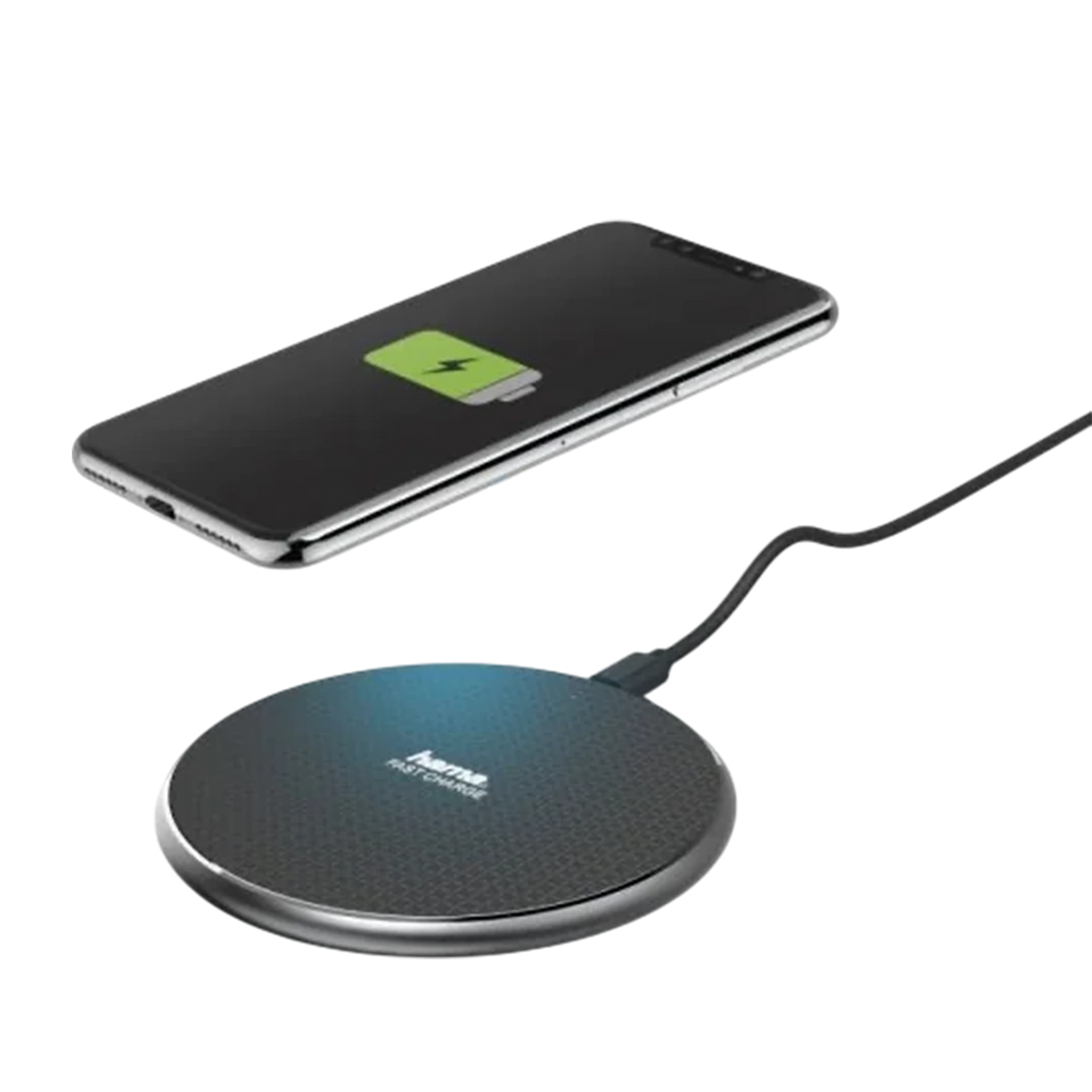 Hama QI-FC10 Wireless Charger 188318 - 10W - Ergonomic Stand -Anti-Slip Base - USB-C Connection - Smart Protection System - Black