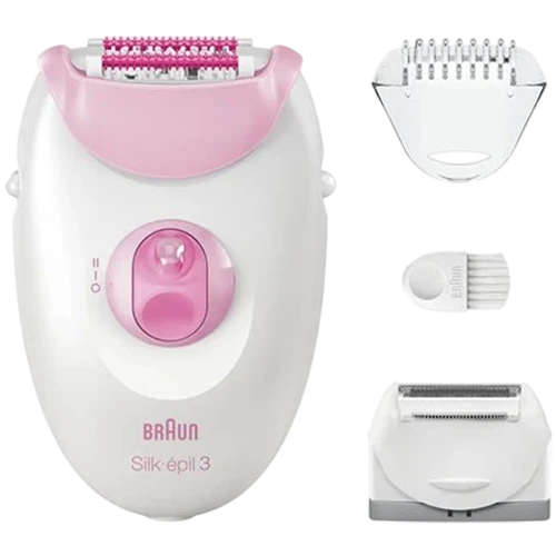 Braun Epilator Silk-epil 3 SE3-270 Hair Removal Device Epilator for Women, Shaver & Trimmer, Hair Removal - White / Pink