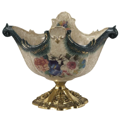 Virtus Antique Fruit Bowl Small Porcelain 3010B - Green / Yellow