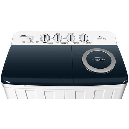 TCL Twin Tub F2TTW Semi Automatic Washing Machines - Simultaneous Dual-Tub Operation - Shower Rinse Technology - White