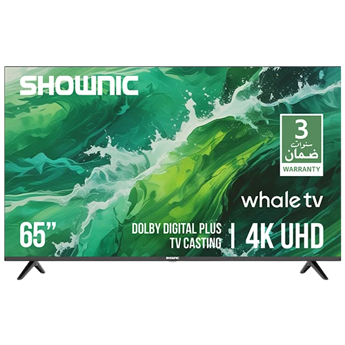 Shownic Smart Television TS-65AUHWD - 65 Inch 4K UHD Display - Whale TV 3 Smart Platform - Dolby Digital Plus & Surround Sound - Advanced Color Filter - Black
