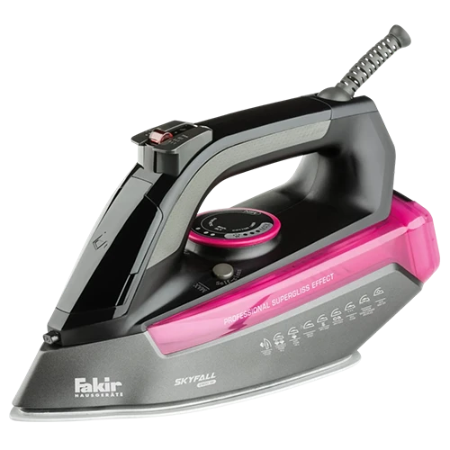 Fakir Skyfall Steam Iron - 2800W Power - 180g/min Steam Burst - 250ml Water Tank - Ceramic Soleplate - Auto Shut-Off - Black/Pink
