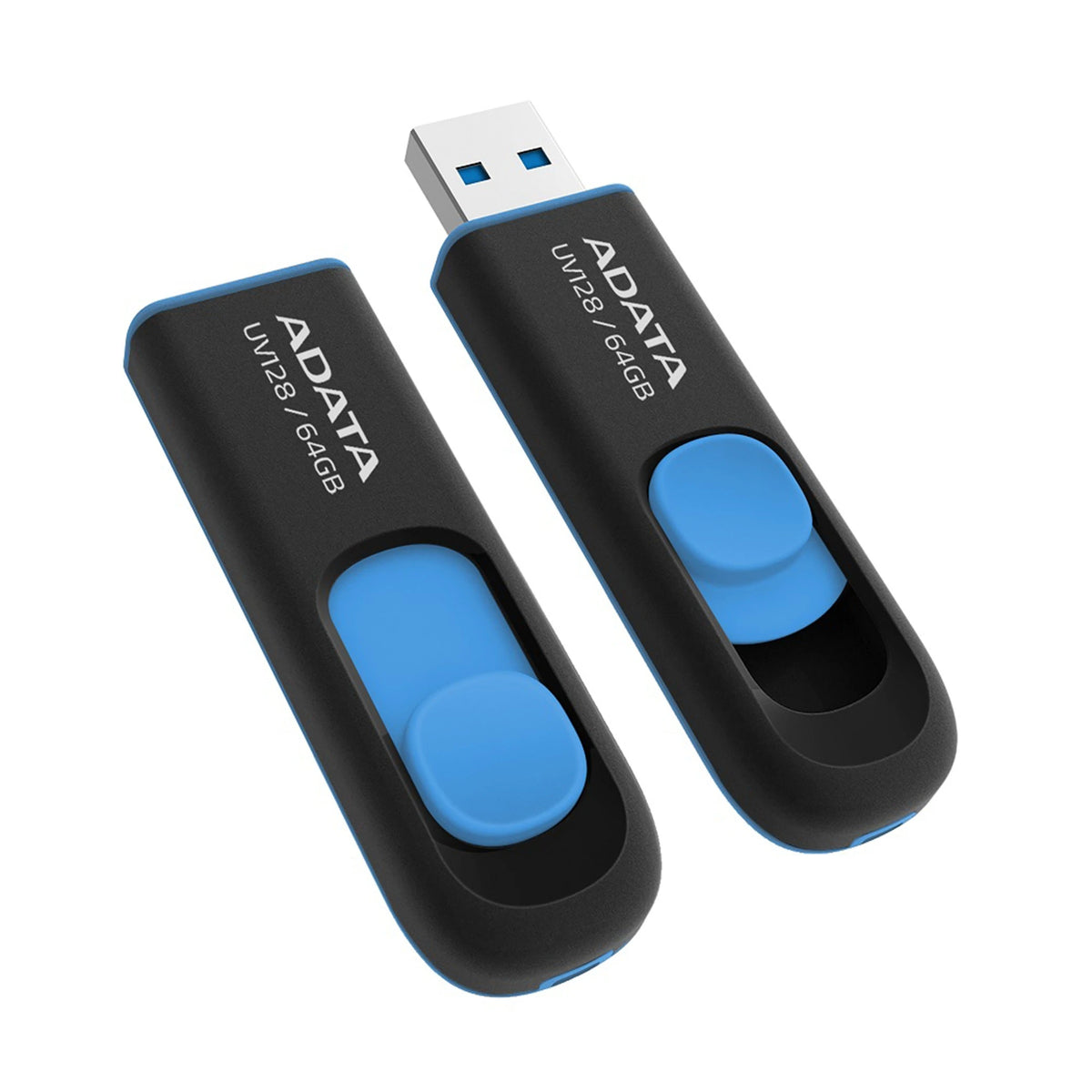 Adata UV128 USB Flash Drive - USB 3.2 Gen1 - Up to 100 MB/s - Black/Blue