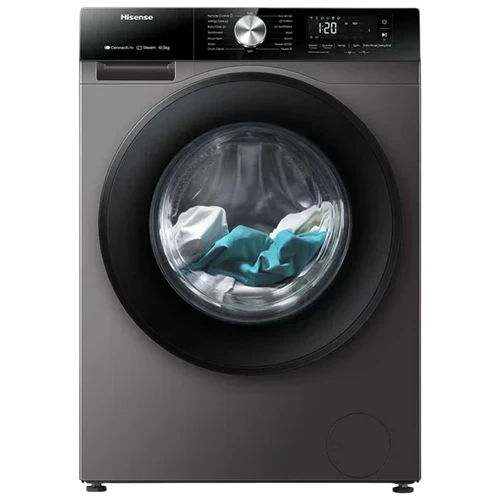 Hisense Front Load Washing Machine WF3S1243BT - 12 Kg and 1400 RPM Spin Speed - BLDC Inverter Motor - Big LED Touch Display - Jet Wash and Steam Technology - Titanium Grey