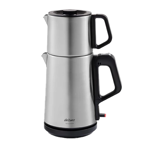 Arzum Teacharm Tea Machine AR3143X - 2200W Power - 1.8L Kettle & 1.0L Teapot - Stainless Steel Filter - Automatic Keep-Warm Mode - Inox