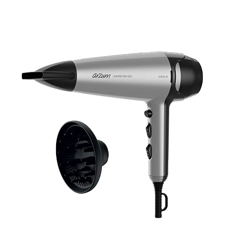 Arzum AR5035 Hairstar Ion Hair Dryer - 2300 W - Ionic Technology - 3 Heat & 2 Speed Settings - Cold Air Function - Grey