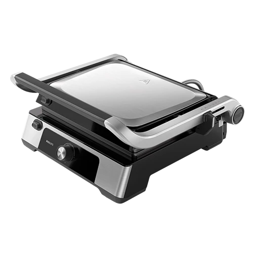 Philips 5000 Series Contact Grill Sandwich Maker HD6301/90 - 2200W - 180° Flat Opening - Drip Tray - Silver