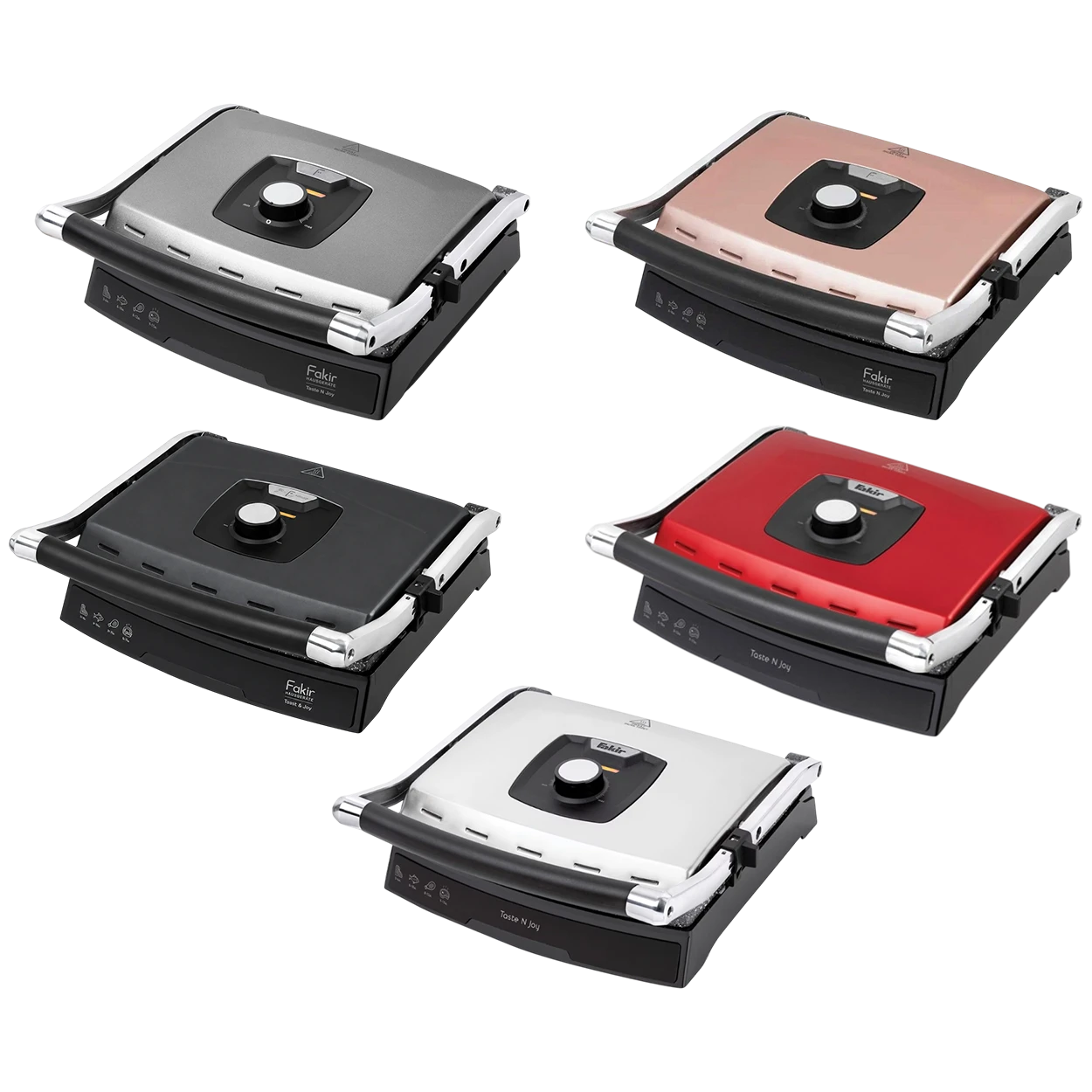 Fakir Taste N Joy Grill and Sandwich Toaster - Powerful 2000W Heating - 6 Slices Capacity - 180° Opening Grill - Dual Function Design - Non-Stick Cooking Plates