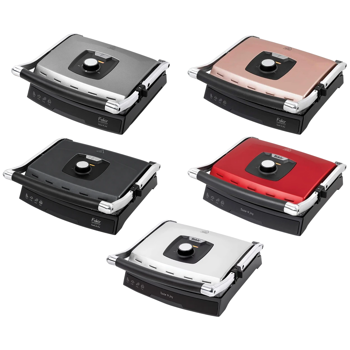 Fakir Taste N Joy Grill and Sandwich Toaster - Powerful 2000W Heating - 6 Slices Capacity - 180° Opening Grill - Dual Function Design - Non-Stick Cooking Plates